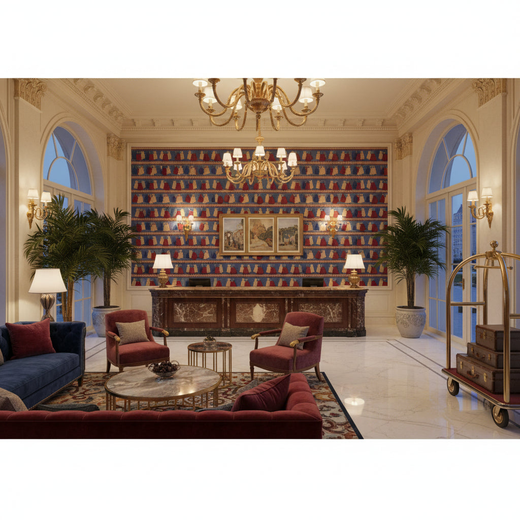 T8020100.5194.0 | Kravet - Hotel Lobby Visualization (AI-generated, may not be to scale. Verify pattern scale with product specifications.)