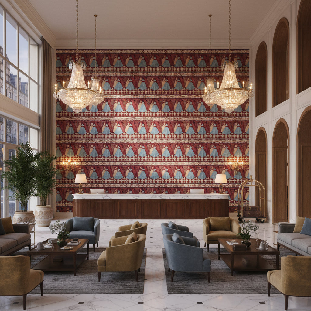 T8020100.77.0 | Kravet - Hotel Lobby Visualization (AI-generated, may not be to scale. Verify pattern scale with product specifications.)