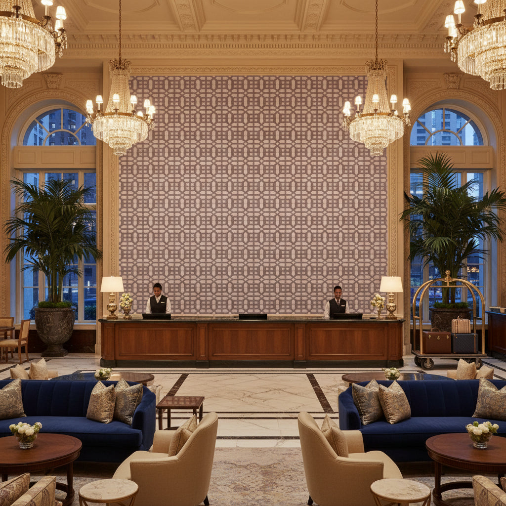 TL10136.10.0 | Kravet - Hotel Lobby Visualization (AI-generated, may not be to scale. Verify pattern scale with product specifications.)