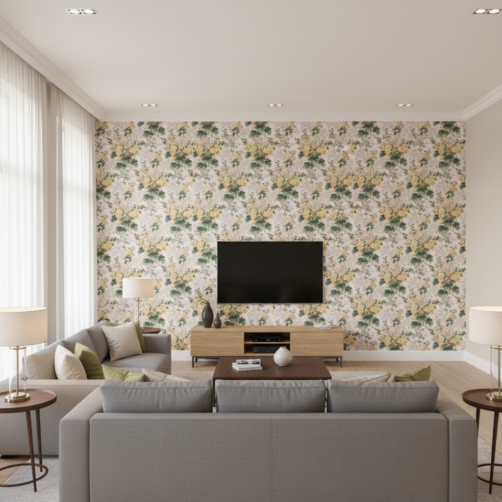 Althea Cotton P Citron - Living Room Room Setting | Kravet