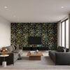 Nympheus Print Teal — Living Room Room Setting