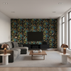 Nympheus Print Teal — Living Room Room Setting