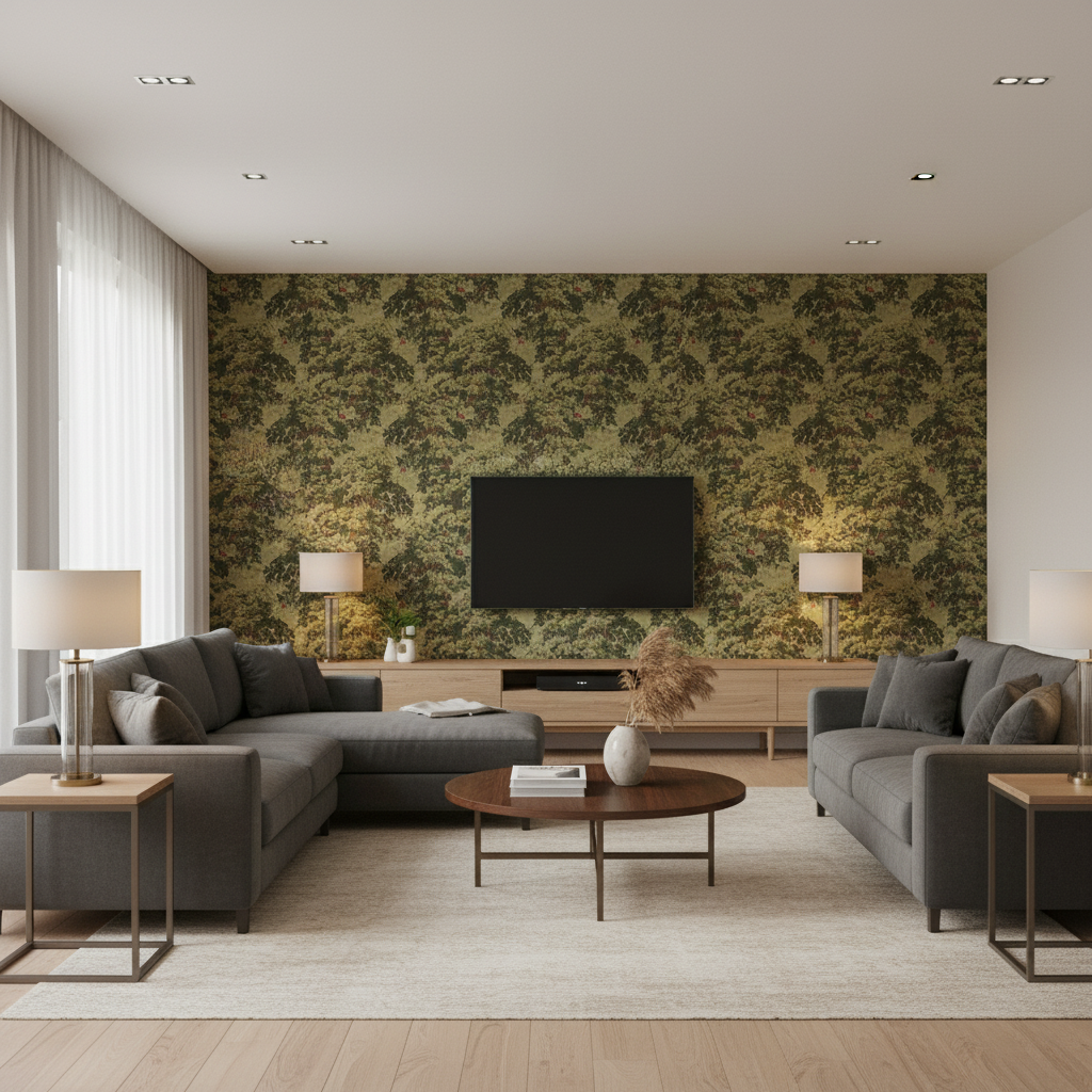 Mansfield Linen Woodlan — Living Room Room Setting