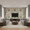Hollyhock Hdb White/Pink | Kravet - Living Room Visualization (AI-generated, may not be to scale. Verify pattern scale with product specifications.)