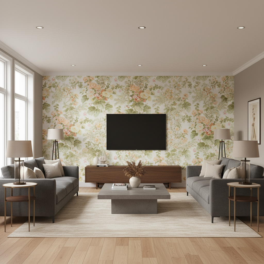 Hollyhock Hdb Apricot/Moss — Living Room Room Setting