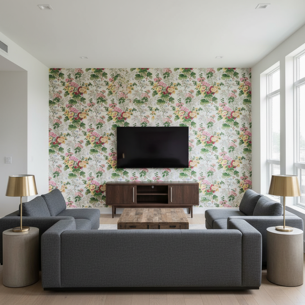Hollyhock Hb Wht/Pink — Living Room Room Setting
