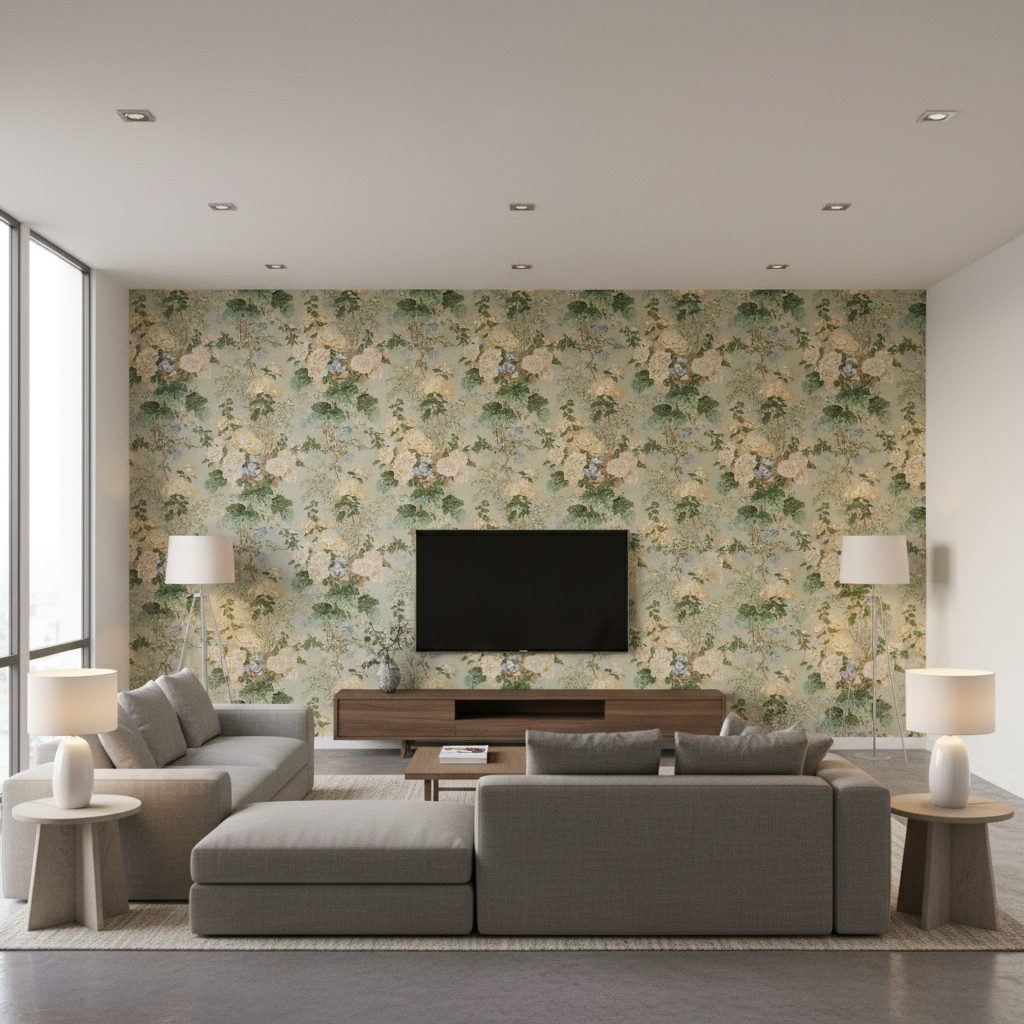 Hollyhock Hb Celadon — Living Room Room Setting