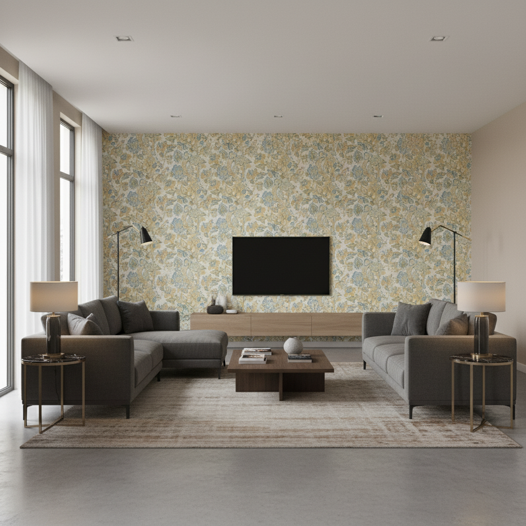 La Cinta Lemon/Blue — Living Room Room Setting
