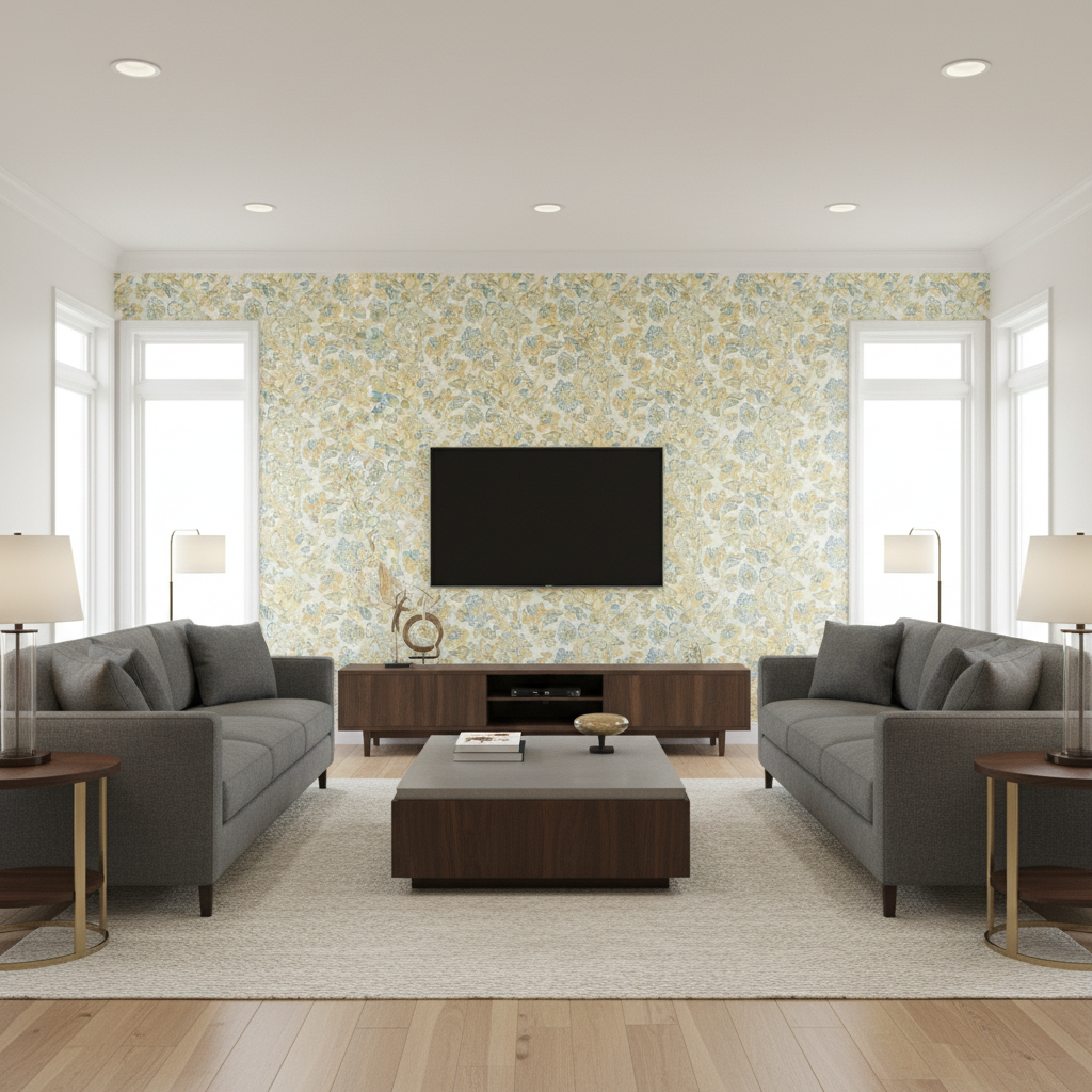 La Cinta Lemon/Blue — Living Room Room Setting