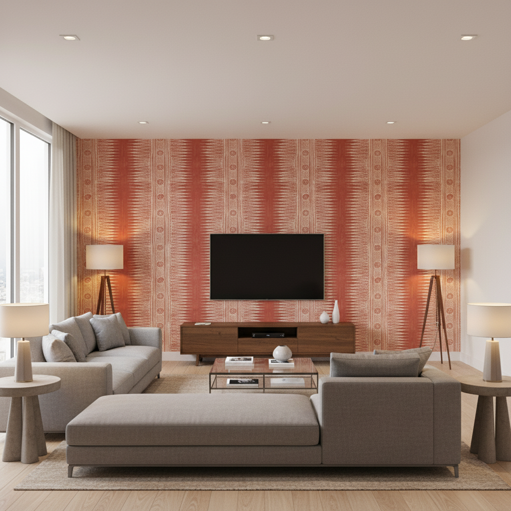Indian Zag burnt sienna — Living Room Room Setting