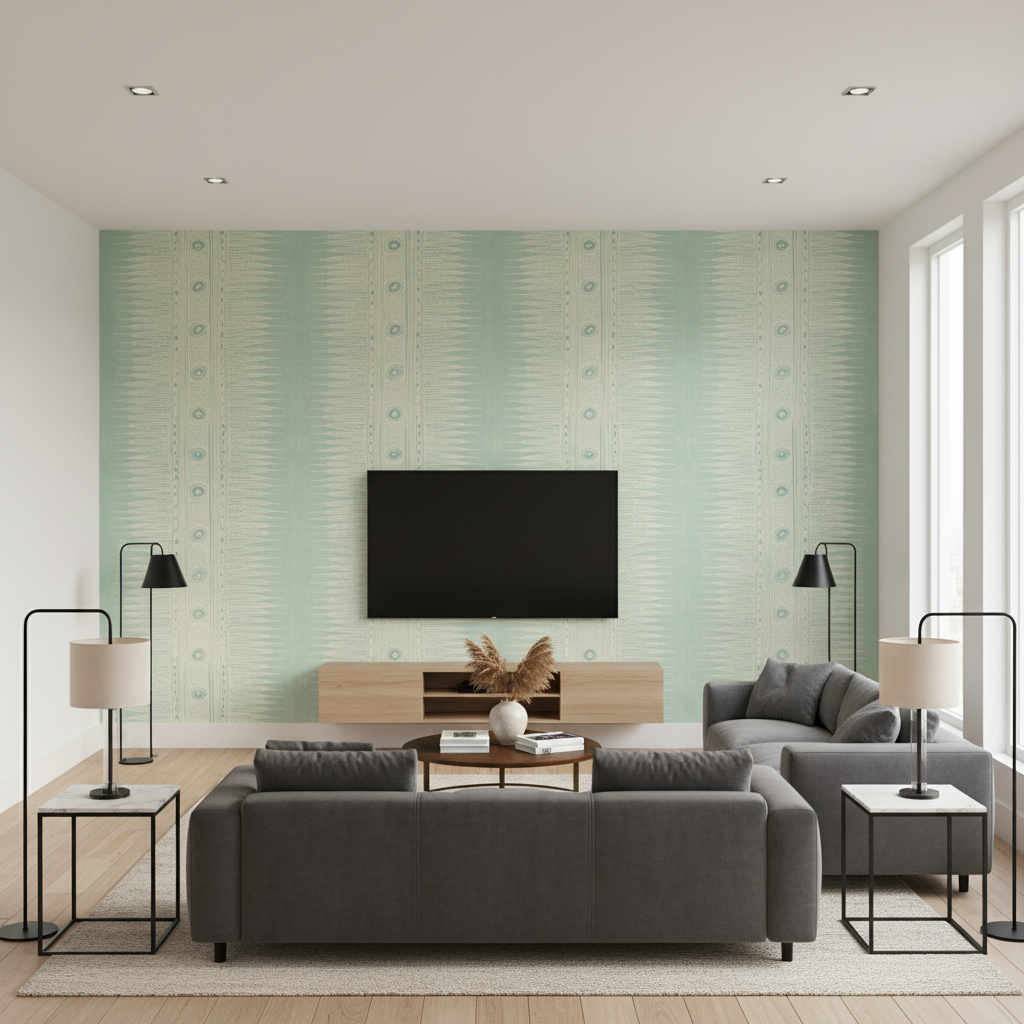 Indian Zag Aqua — Living Room Room Setting