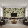 Hollyhock Hdb Lemon/Aqua | Kravet - Living Room Visualization (AI-generated, may not be to scale. Verify pattern scale with product specifications.)