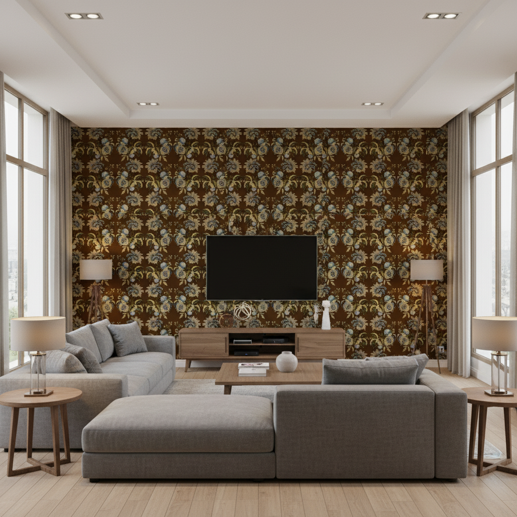 Jessup Sepia/Indigo — Living Room Room Setting