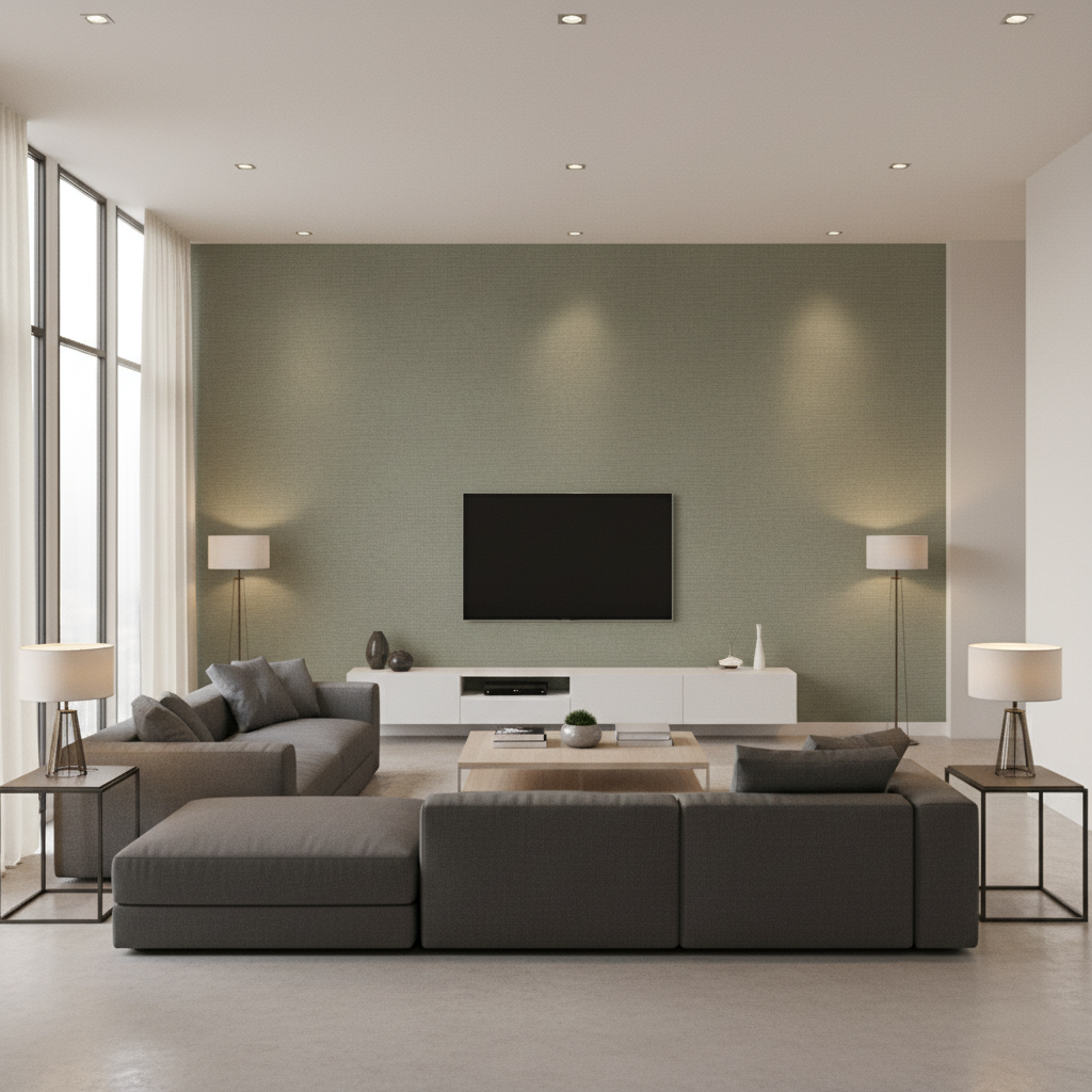 Dublin Linen sage green — Living Room Room Setting