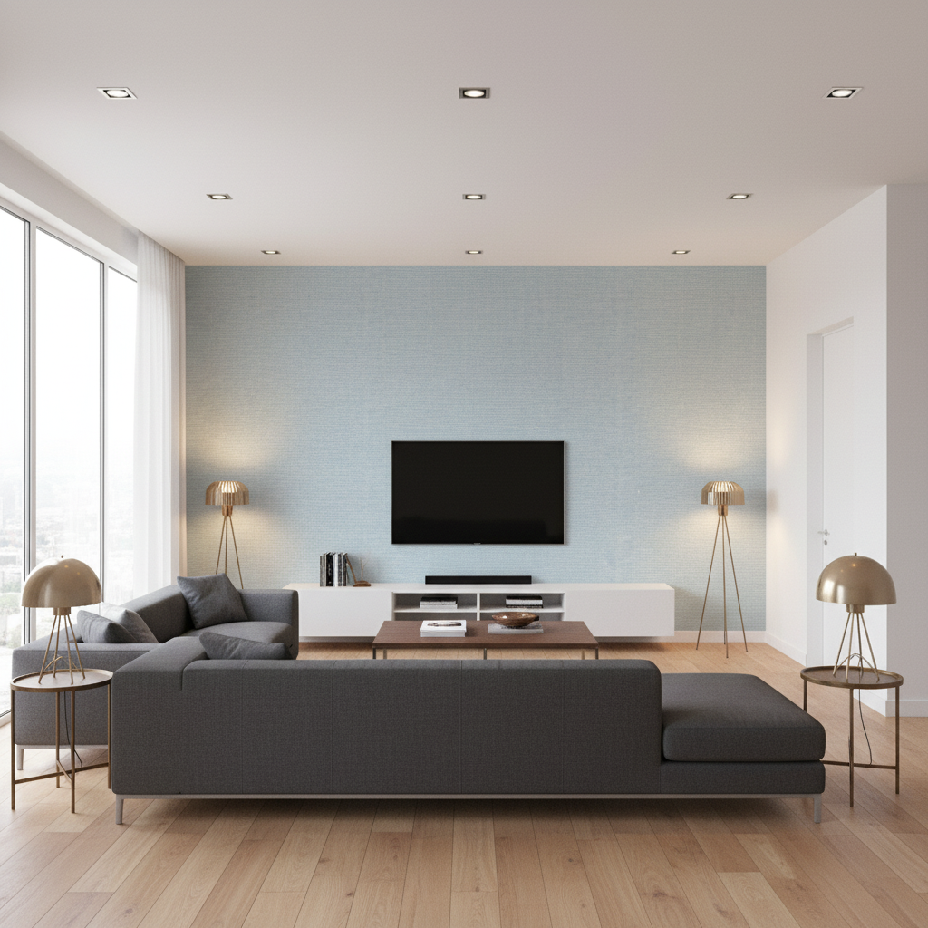Dublin Linen light blue — Living Room Room Setting