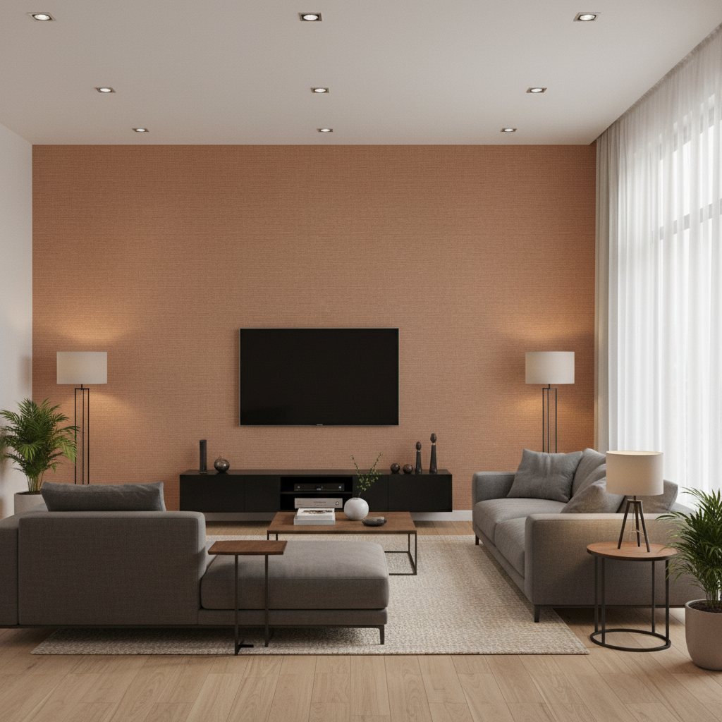 Dublin Linen burnt sienna — Living Room Room Setting