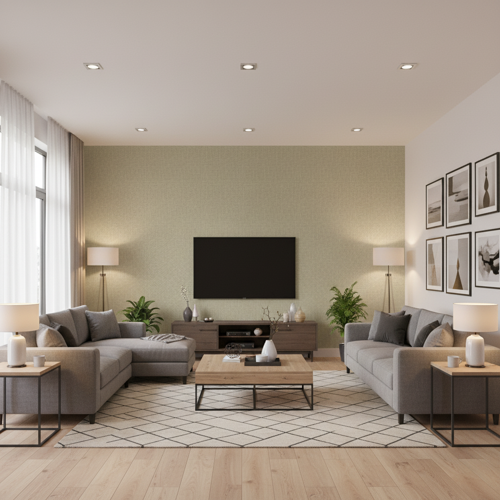 Dublin Linen Steel — Living Room Room Setting