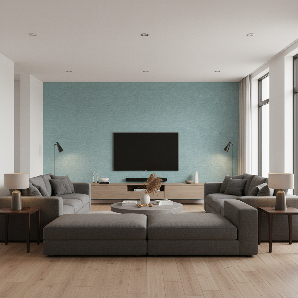 Dublin Linen pale teal — Living Room Room Setting