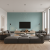 Dublin Linen pale teal — Living Room Room Setting