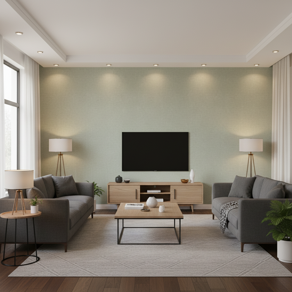 Dublin Linen sage green — Living Room Room Setting