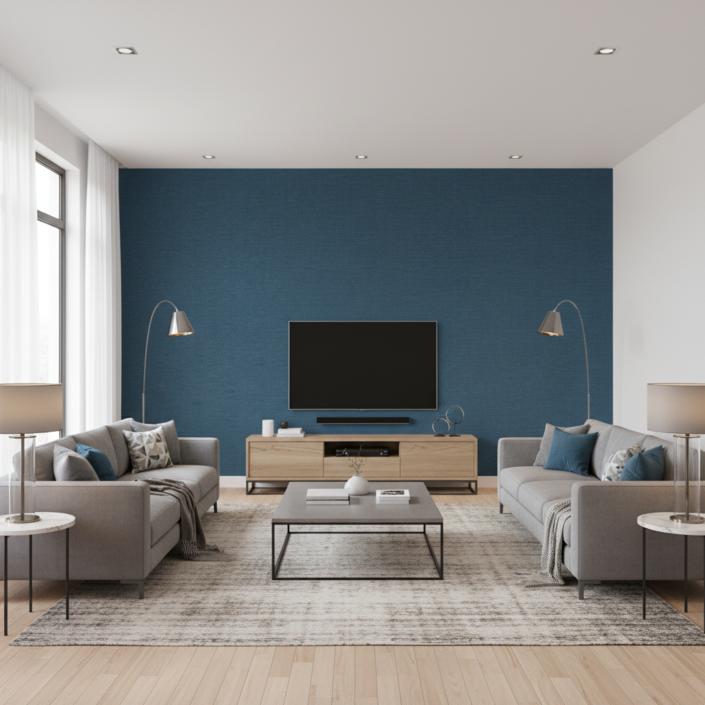 Dublin Linen steel blue — Living Room Room Setting