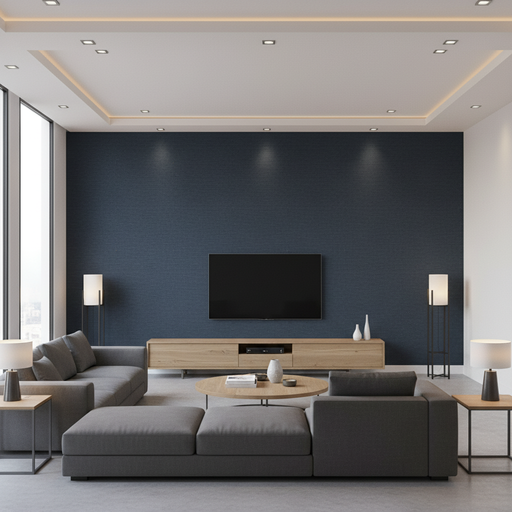 Dublin Linen dark slate gray — Living Room Room Setting
