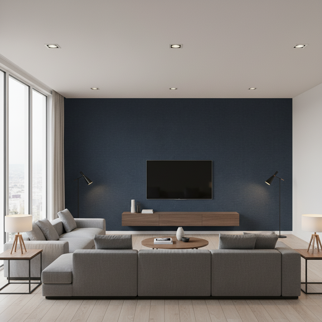 Dublin Linen dark slate gray — Living Room Room Setting