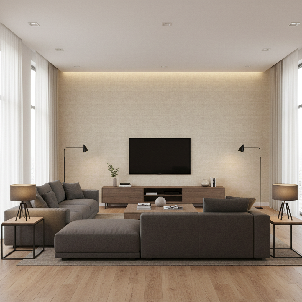 Dublin Linen Biscuit — Living Room Room Setting