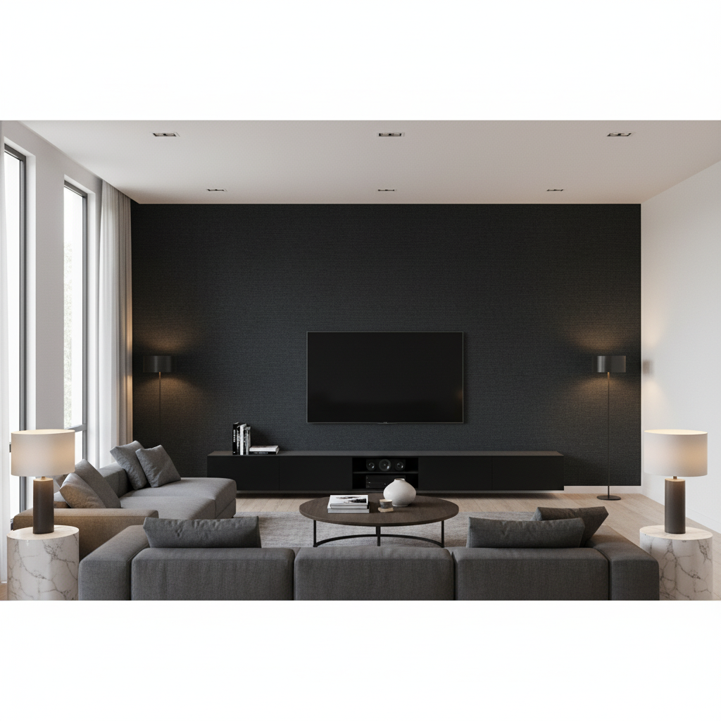 Dublin Linen Black — Living Room Room Setting