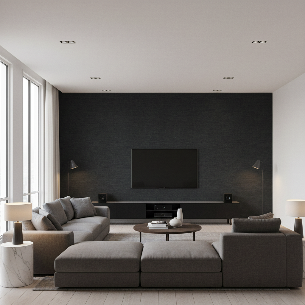 Dublin Linen Black — Living Room Room Setting