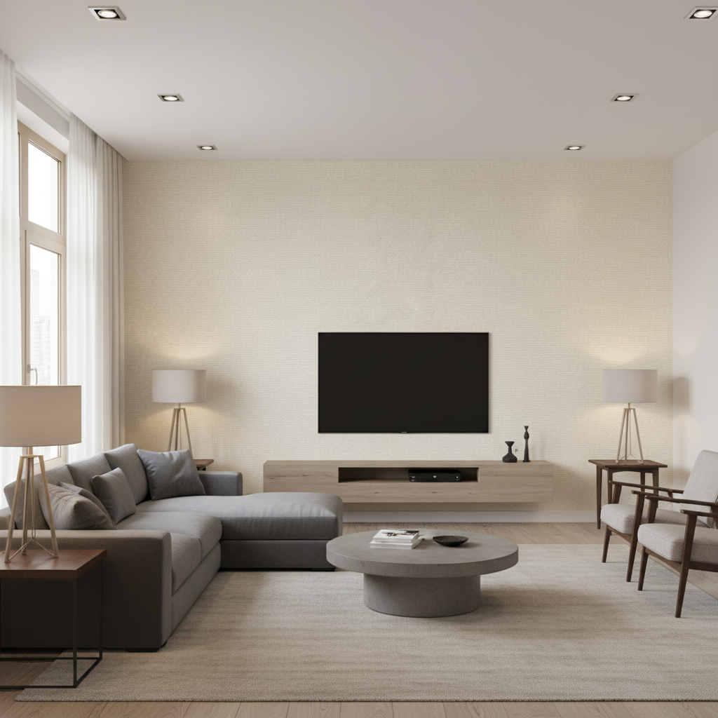 Watermill Linen Cream — Living Room Room Setting