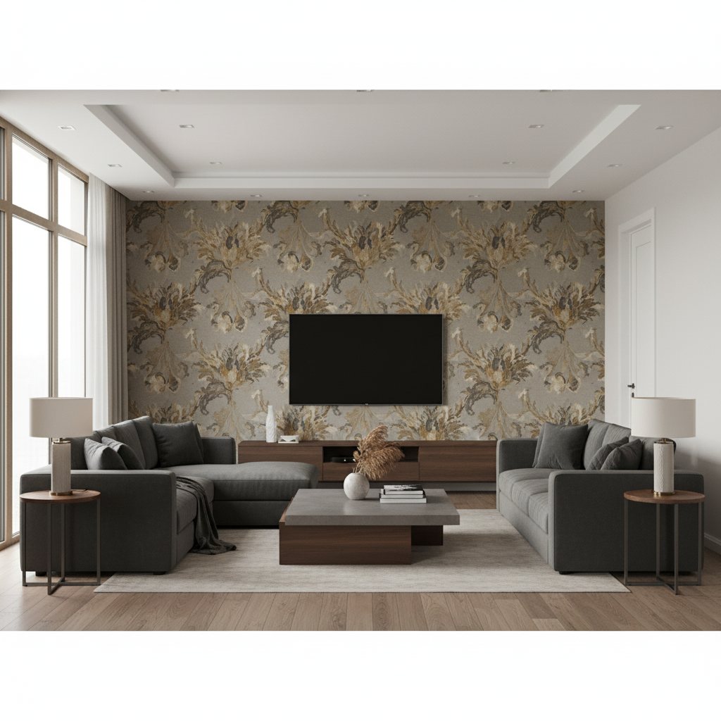 Watermill Linen taupe — Living Room Room Setting