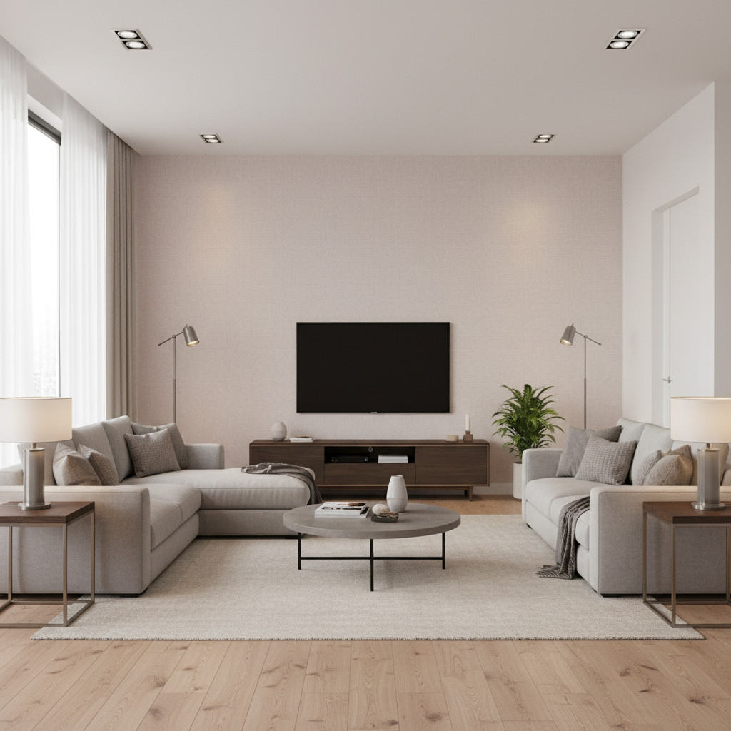 Watermill Linen Mist — Living Room Room Setting