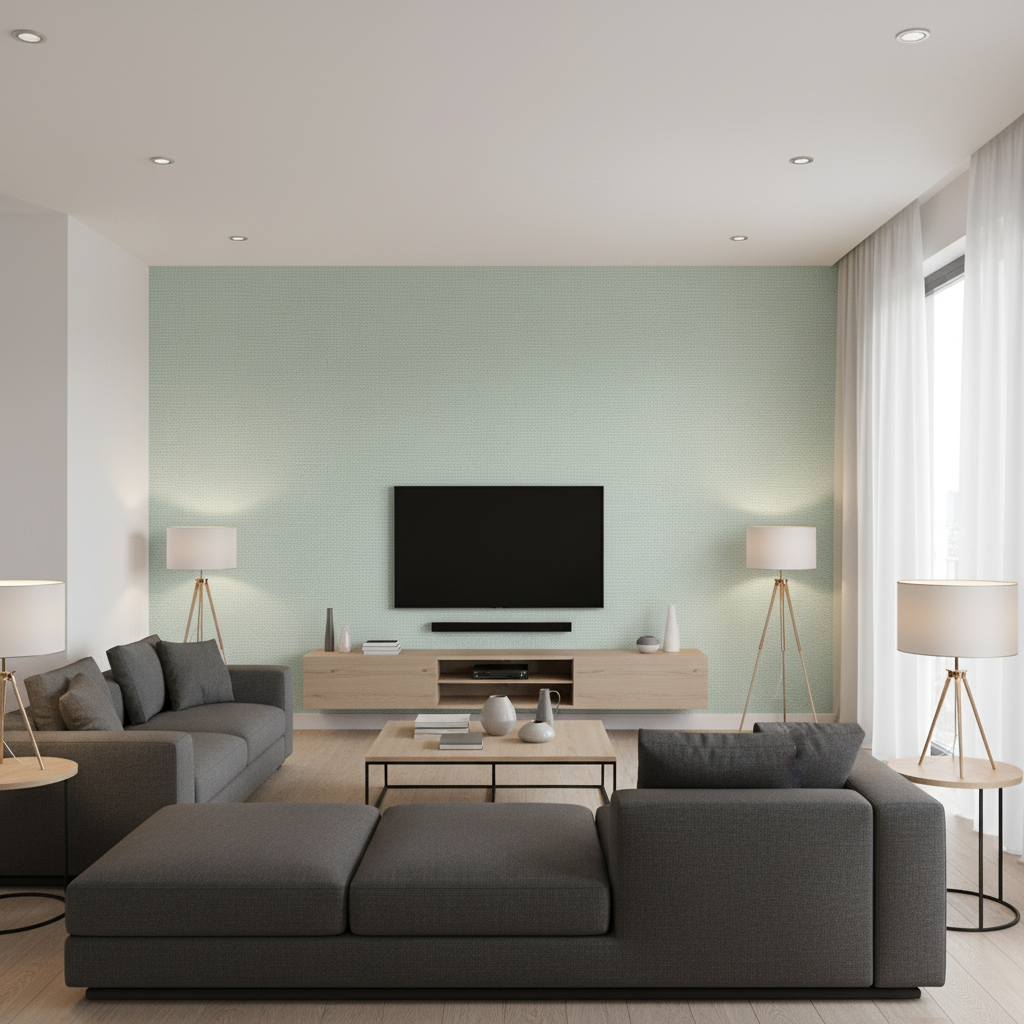 Watermill Linen pale green — Living Room Room Setting