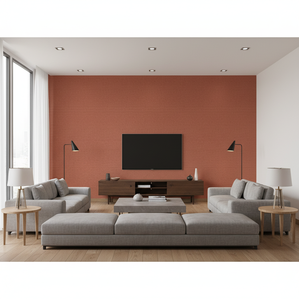 Watermill Linen burnt sienna — Living Room Room Setting
