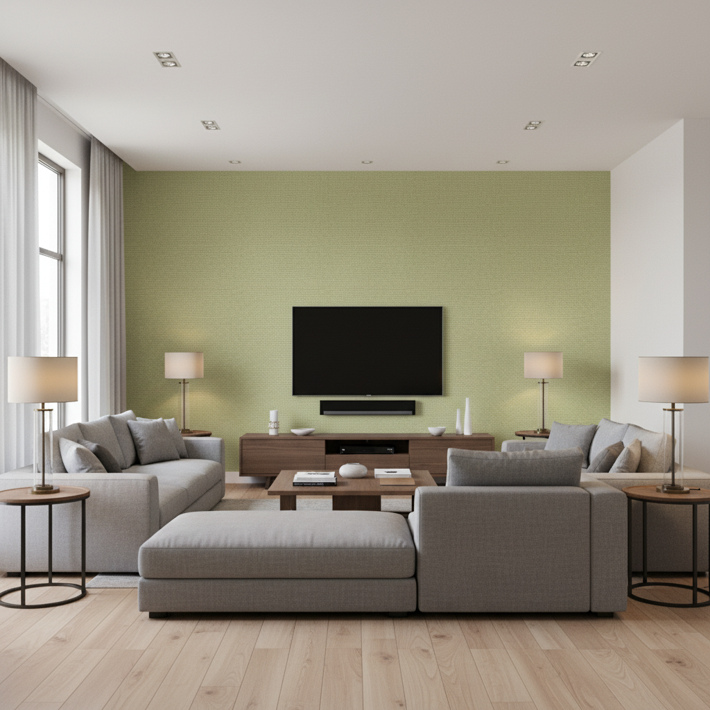 Watermill Linen pale green — Living Room Room Setting