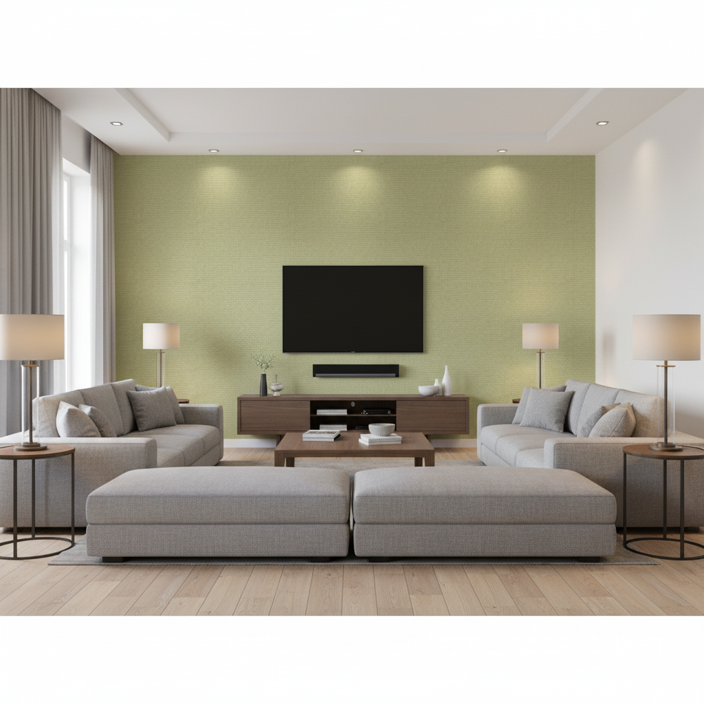 Watermill Linen pale green — Living Room Room Setting