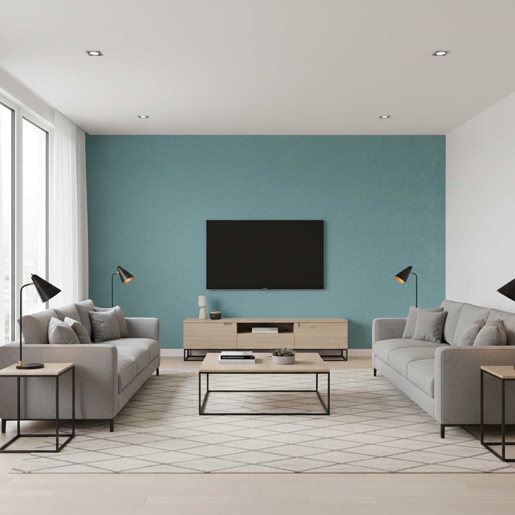Watermill Linen teal — Living Room Room Setting