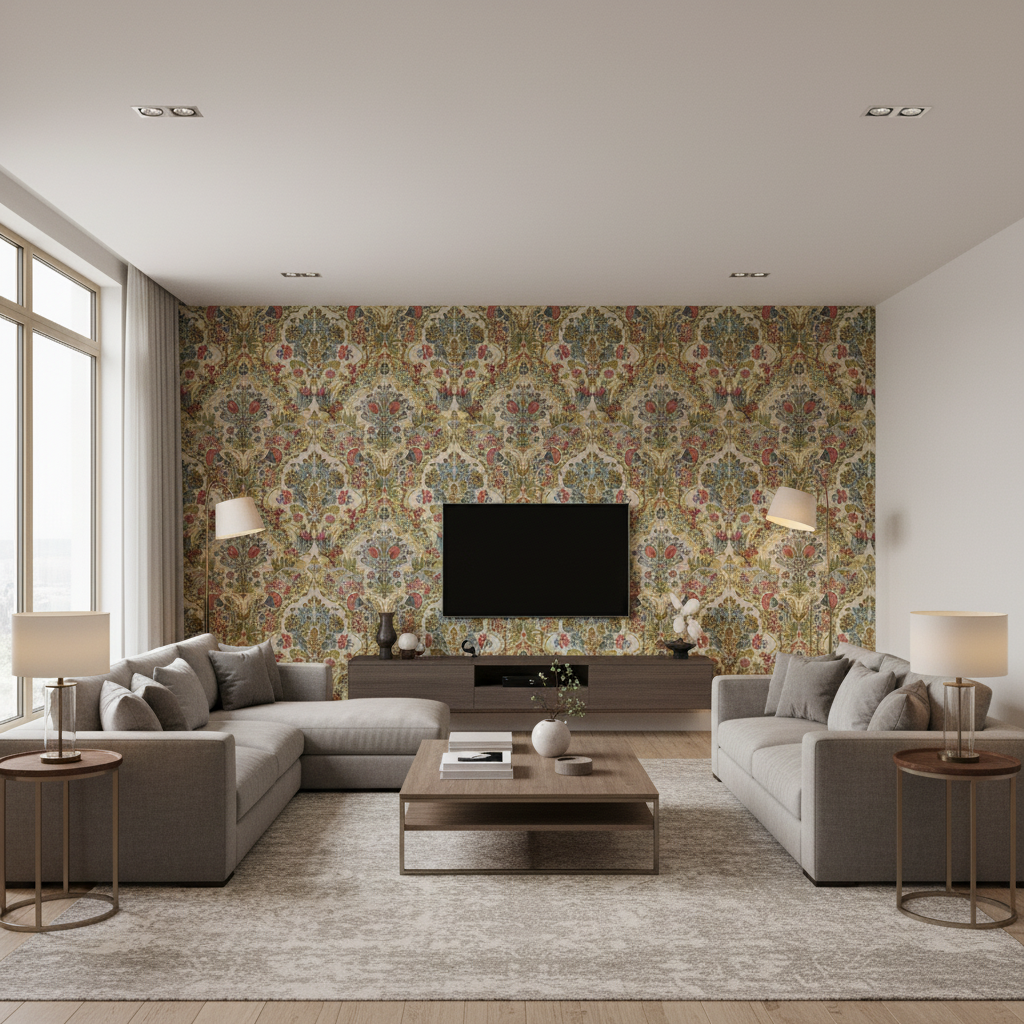 Tetbury Rose/Aqua — Living Room Room Setting