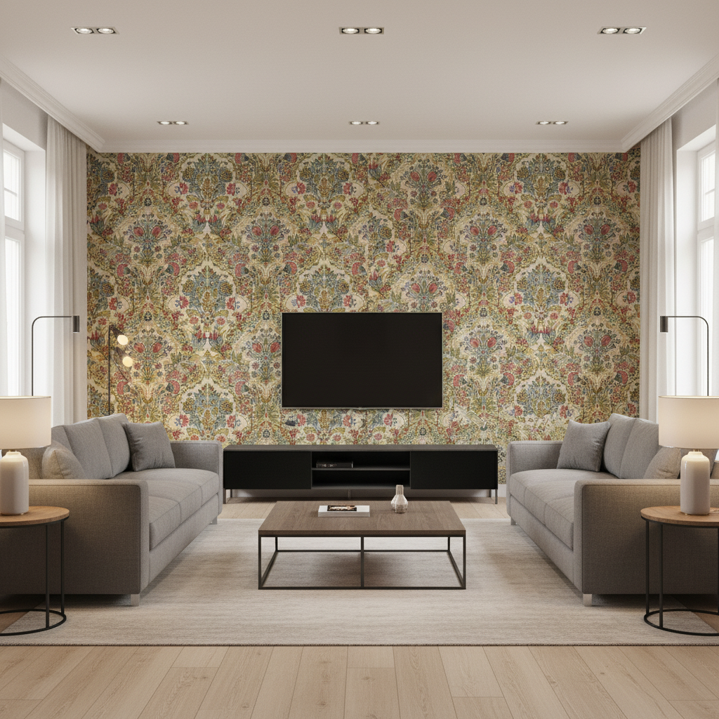 Tetbury Rose/Aqua — Living Room Room Setting