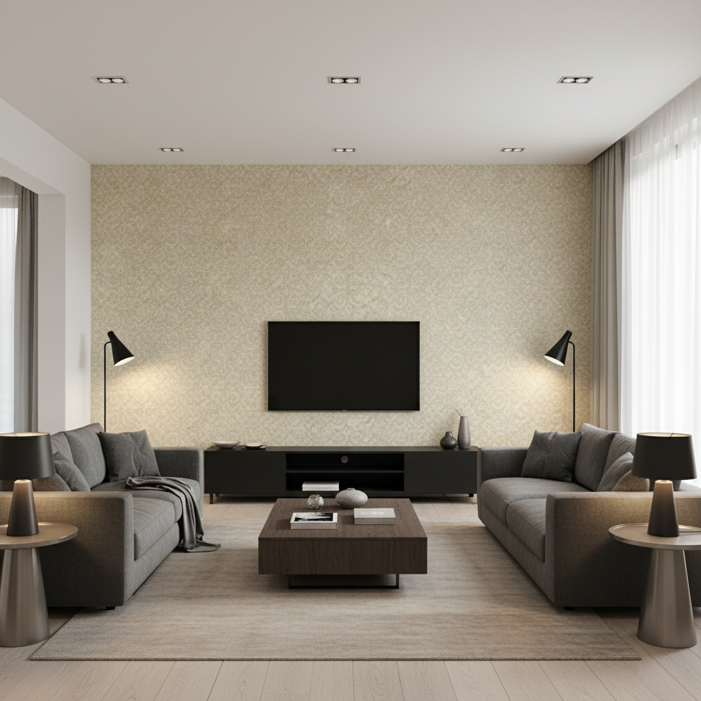 Chantilly Weave Beige — Living Room Room Setting