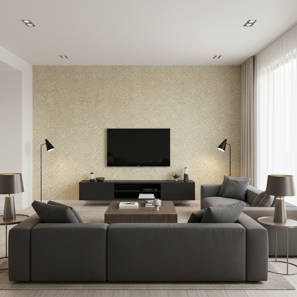 Chantilly Weave Beige — Living Room Room Setting