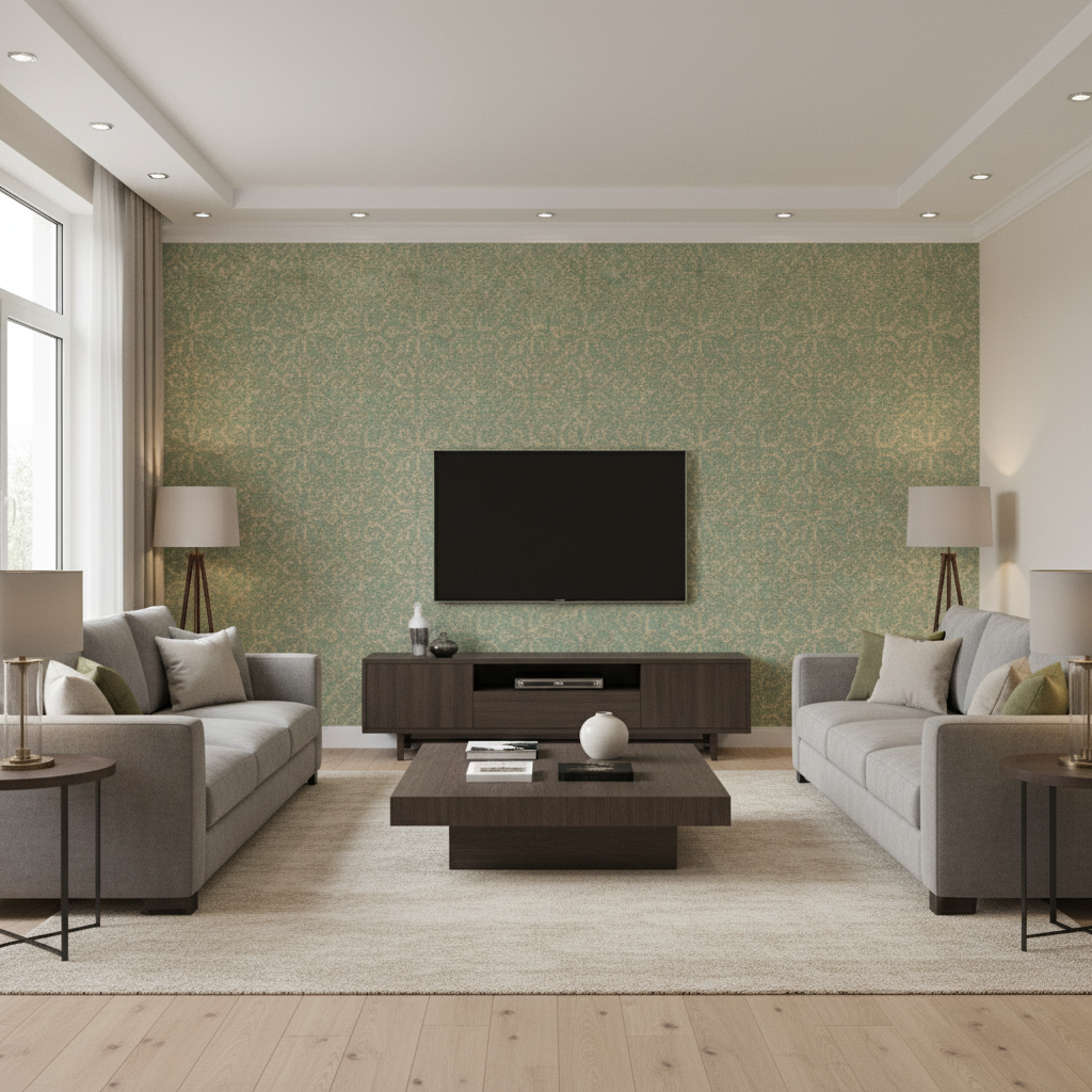 Chantilly Weave Sage — Living Room Room Setting