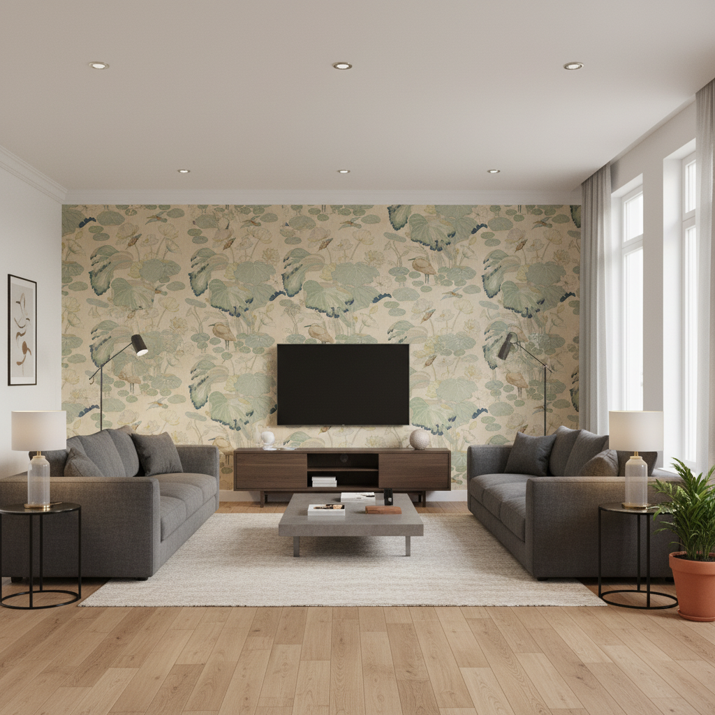 Nympheus Twill Frost/Sea — Living Room Room Setting