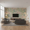 Nympheus Twill Pink/Teal — Living Room Room Setting