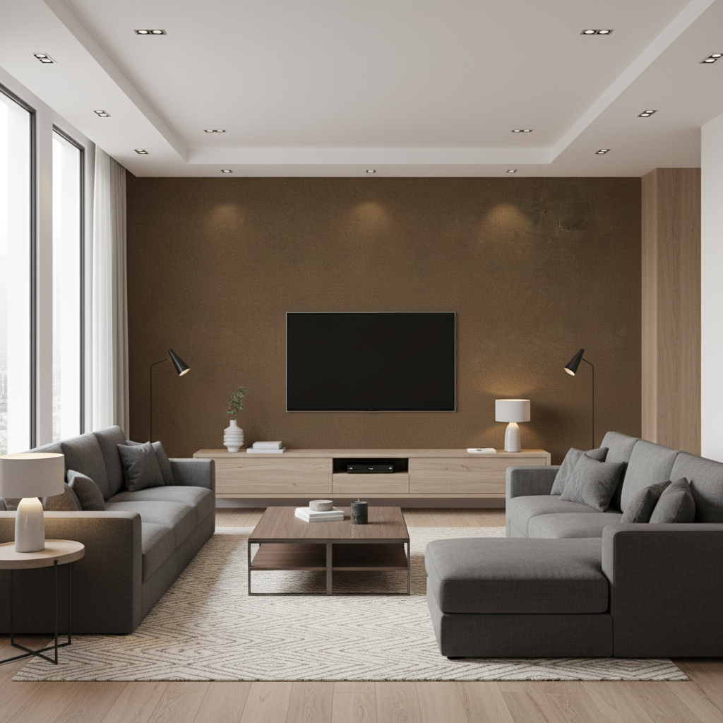 Oxford Velvet Mocha — Living Room Room Setting