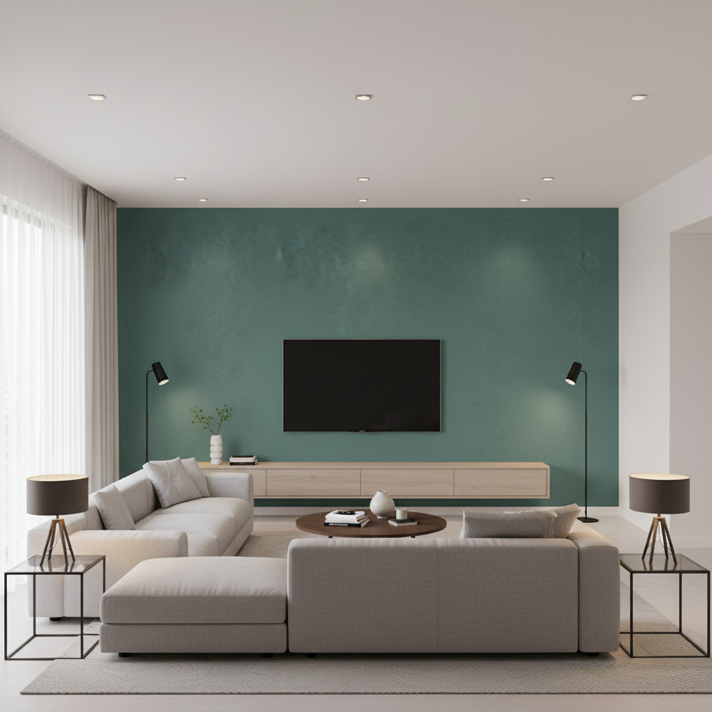 Oxford Velvet teal — Living Room Room Setting