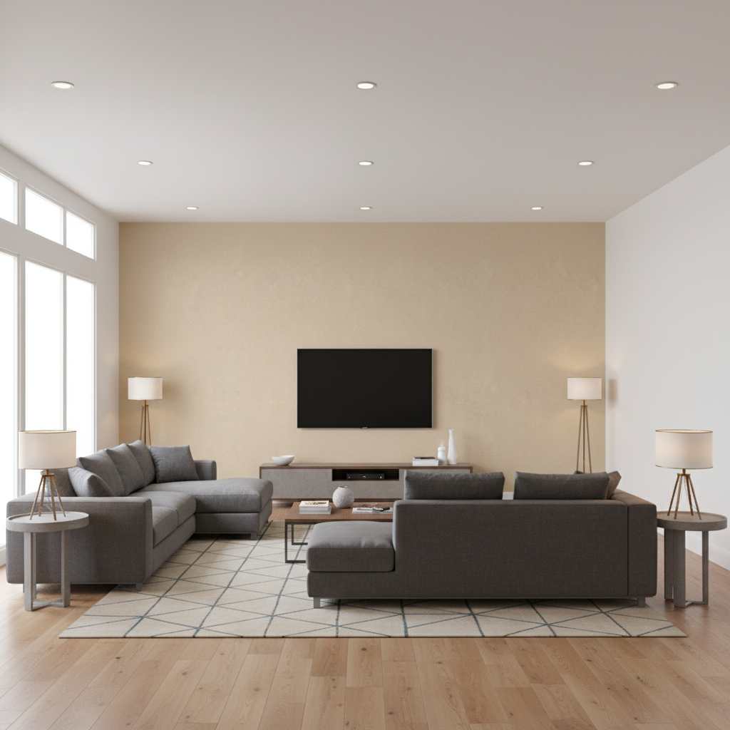 Oxford Velvet Sand — Living Room Room Setting