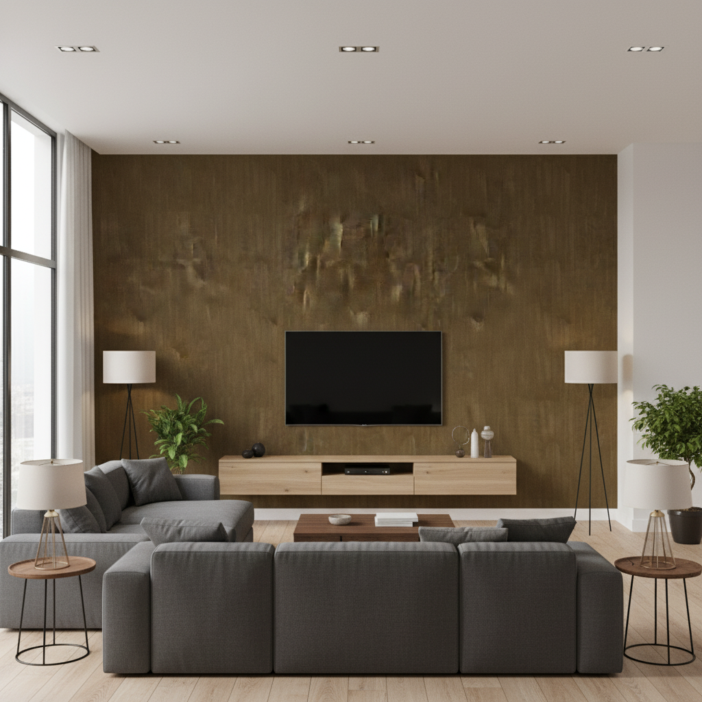 Oxford Velvet Camel — Living Room Room Setting