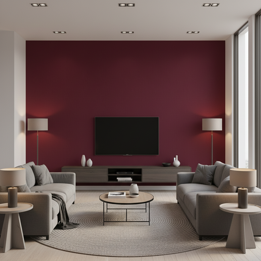 Oxford Velvet burgundy — Living Room Room Setting